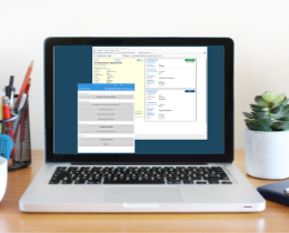 Screenshot des Hauptmenüs und eines Programmfensters des allegro-OEB-Moduls Erwerbung